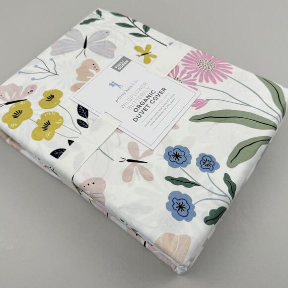 Pottery Barn Kids Wildflower Butterfly Duvet Cover FULL / QUEEN Organic Floral - Picture 3 of 8